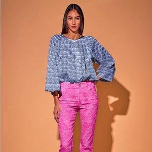 Tucker Flare Sleeve Blouse (Medium) in Cobalt Sound. NWT!